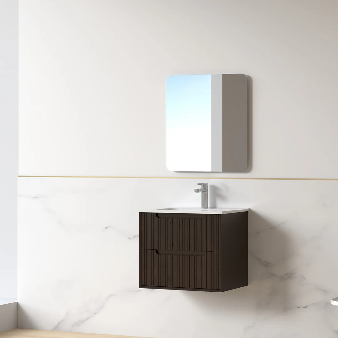 Fiora 600mm Alder Walnut Fluted Wall Hung Vanity - Image 8