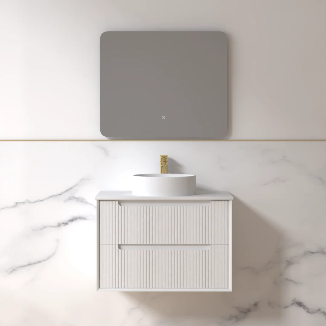 Fiora 750mm Matte White Fluted Wall Hung Vanity