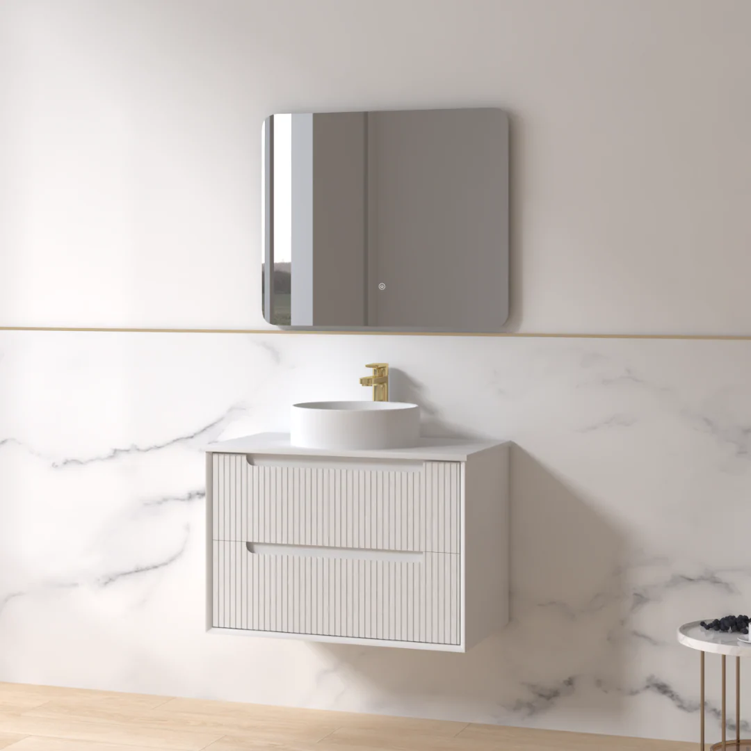 Fiora 750mm Matte White Fluted Wall Hung Vanity - Image 4