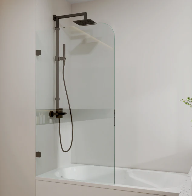 Fixed Over Bath Shower Screen Curved Edge