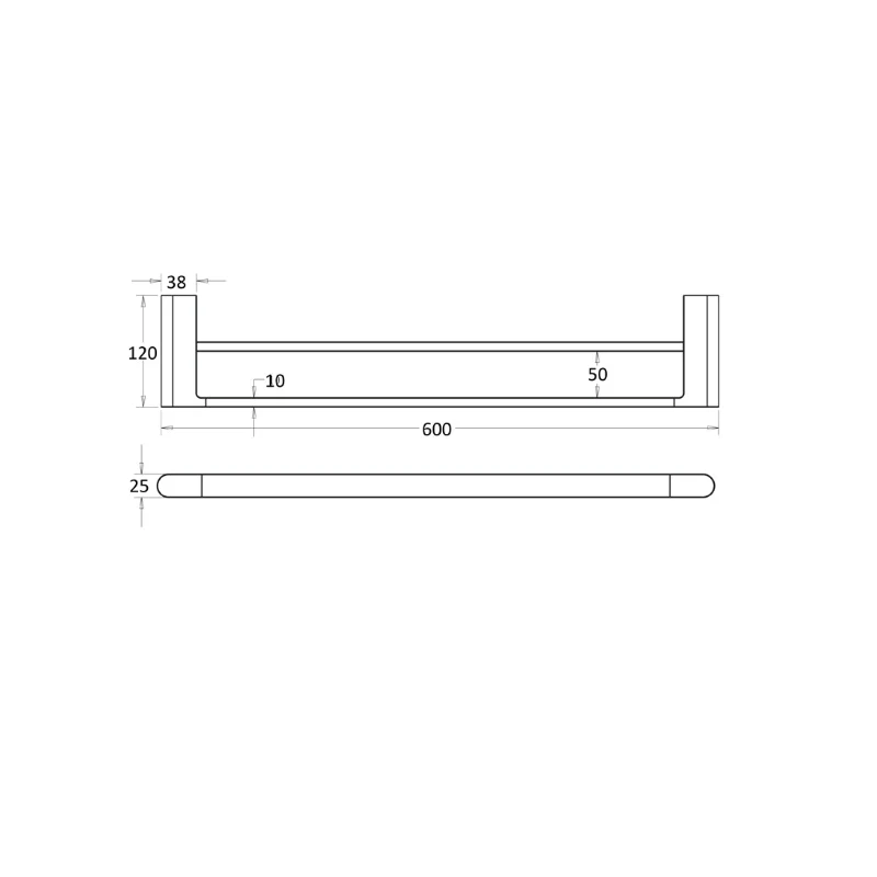 Flores 600 Brushed Gold Double Towel Rail - Image 2