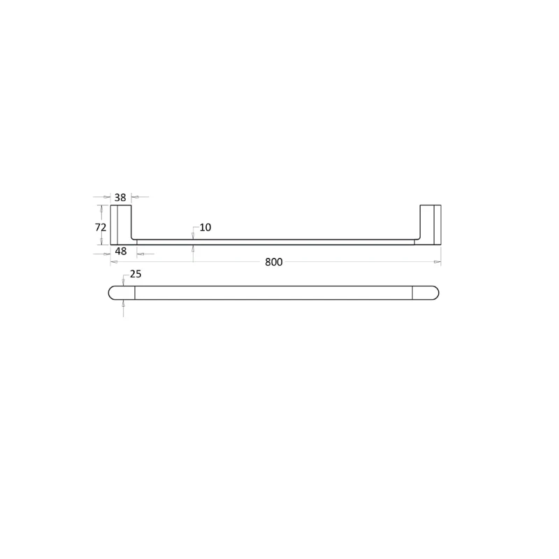 Flores 800 Black Single Towel Rail - Image 2