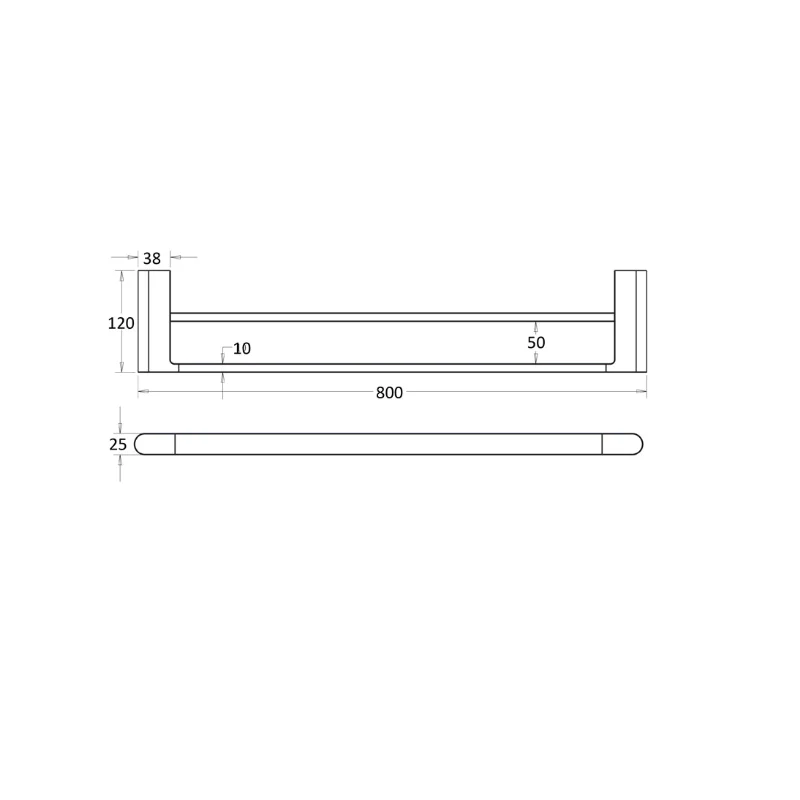 Flores 800 Chrome Double Towel Rail - Image 2