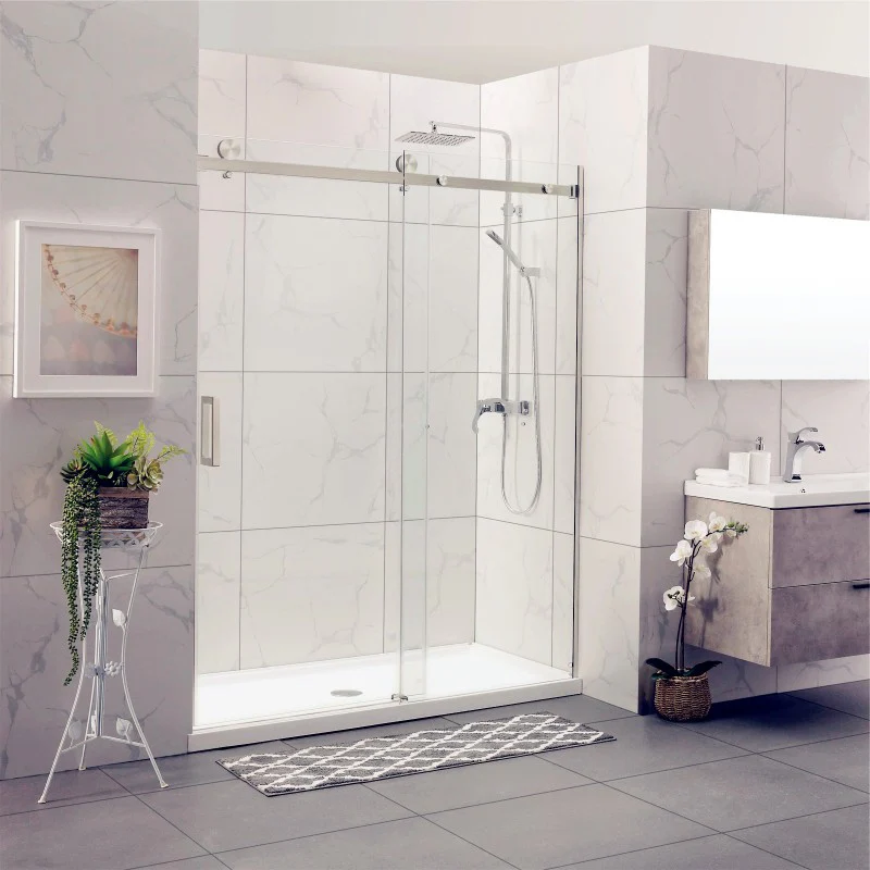 Frameless Adjustable Wall to Wall Sliding Shower Screen - Image 4