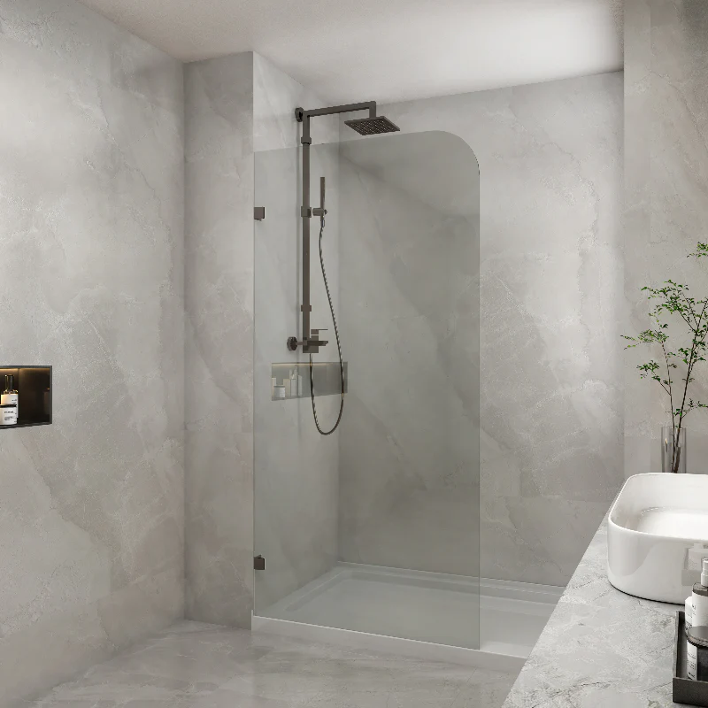 Frameless Fixed Panel Shower Screen Curved Edge