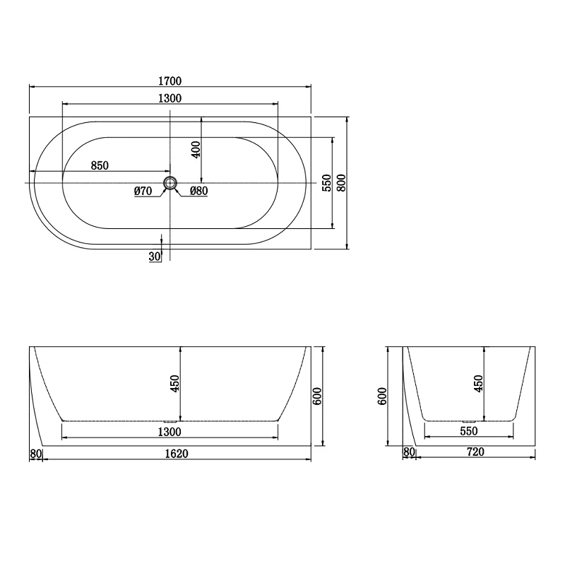 Gina 1700 Right Corner Fit Matte White Freestanding Bath Tub - Image 3