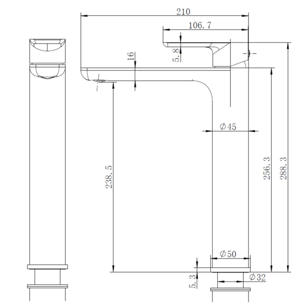 Glamour Brushed Gold Tall Basin Mixer - Image 2