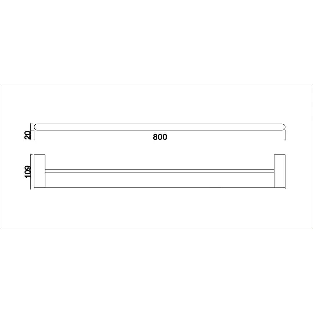 Glamour Matte Black 800mm Double Towel Rail - Image 2