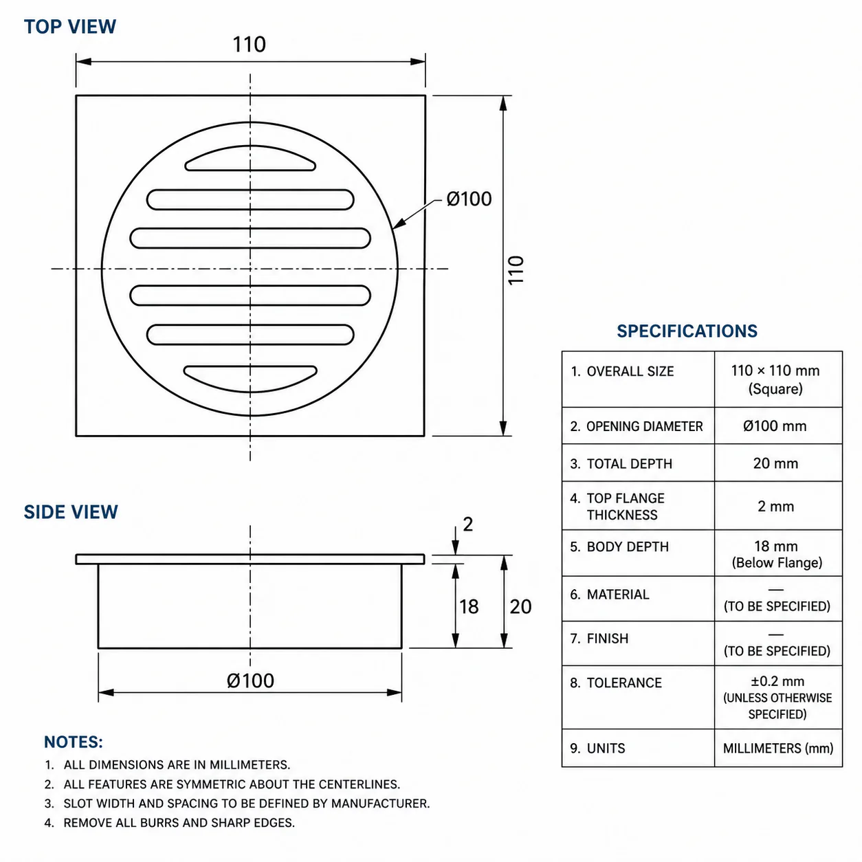 Chrome 110mm Slim Floor Waste - Image 2
