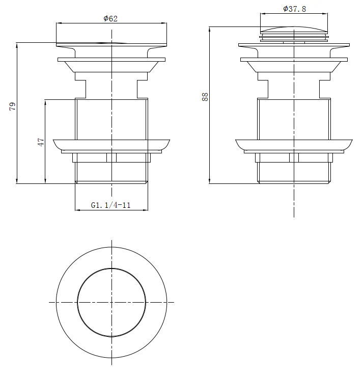 Brushed Nickel 32mm Non Overflow Basin Pop Up Waste - Image 2