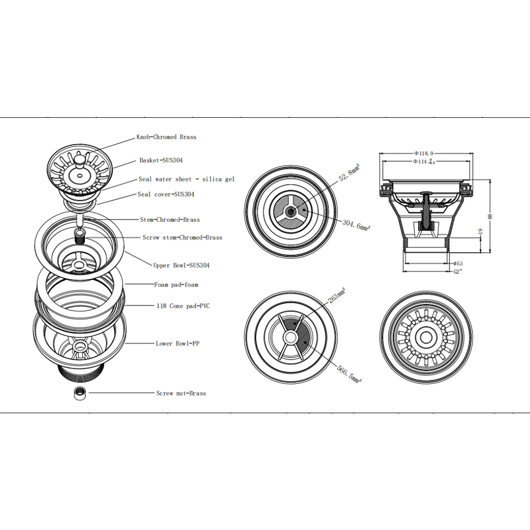 Gun Metal Sink Drain - Image 4