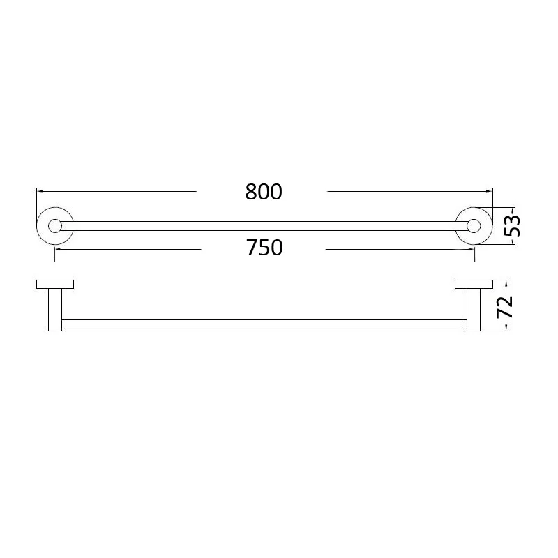 Hali 600 Brushed Nickel Single Towel Rail - Image 2