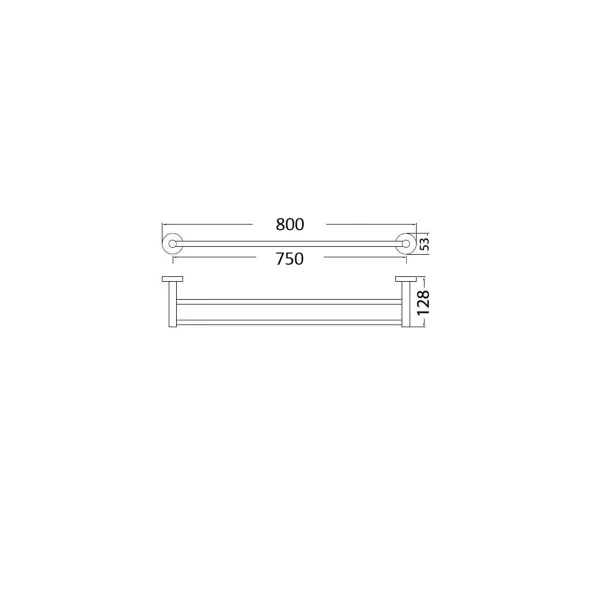 Hali 750 Brushed Nickel Double Towel Rail - Image 2