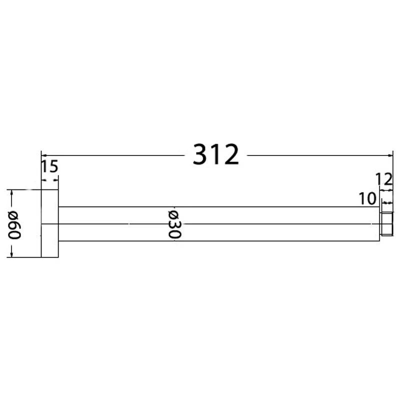Hali Brushed Nickel 300mm Ceiling Arm - Image 2