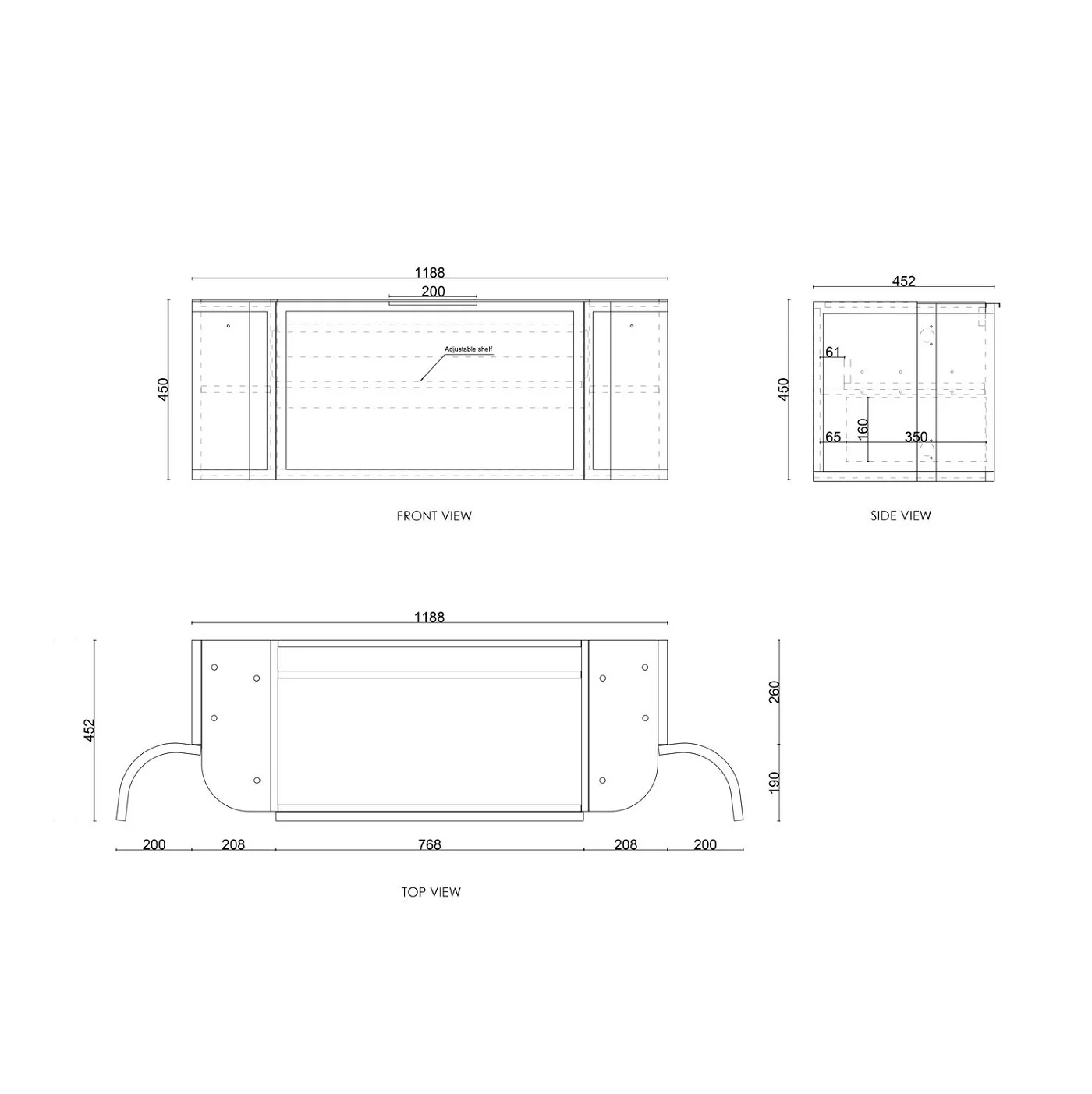 Hampshire 1200mm Curved Matte White Wall Hung Vanity - Image 4