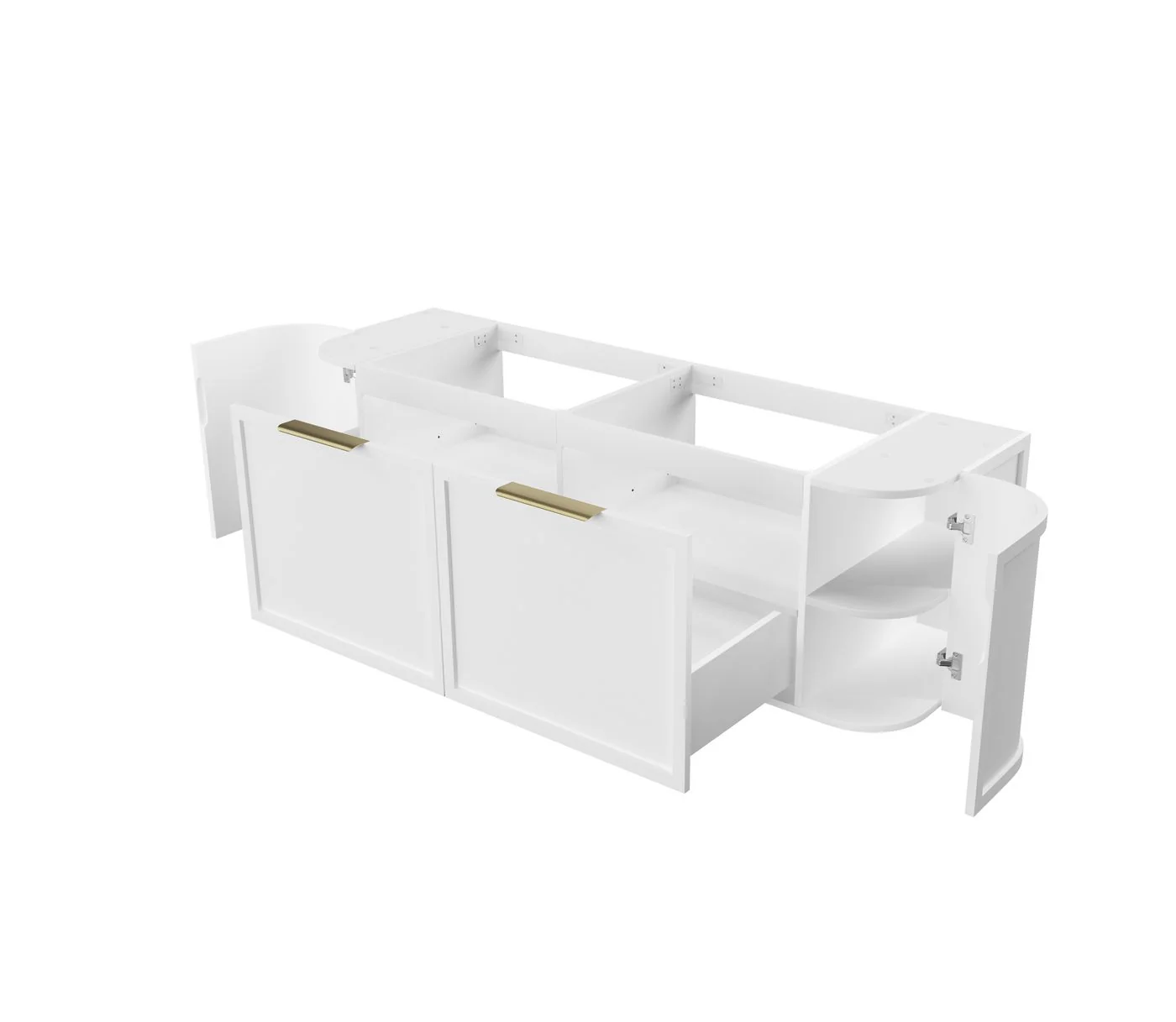 Hampshire 1500mm Curved Double Matte White Wall Hung Vanity - Image 4