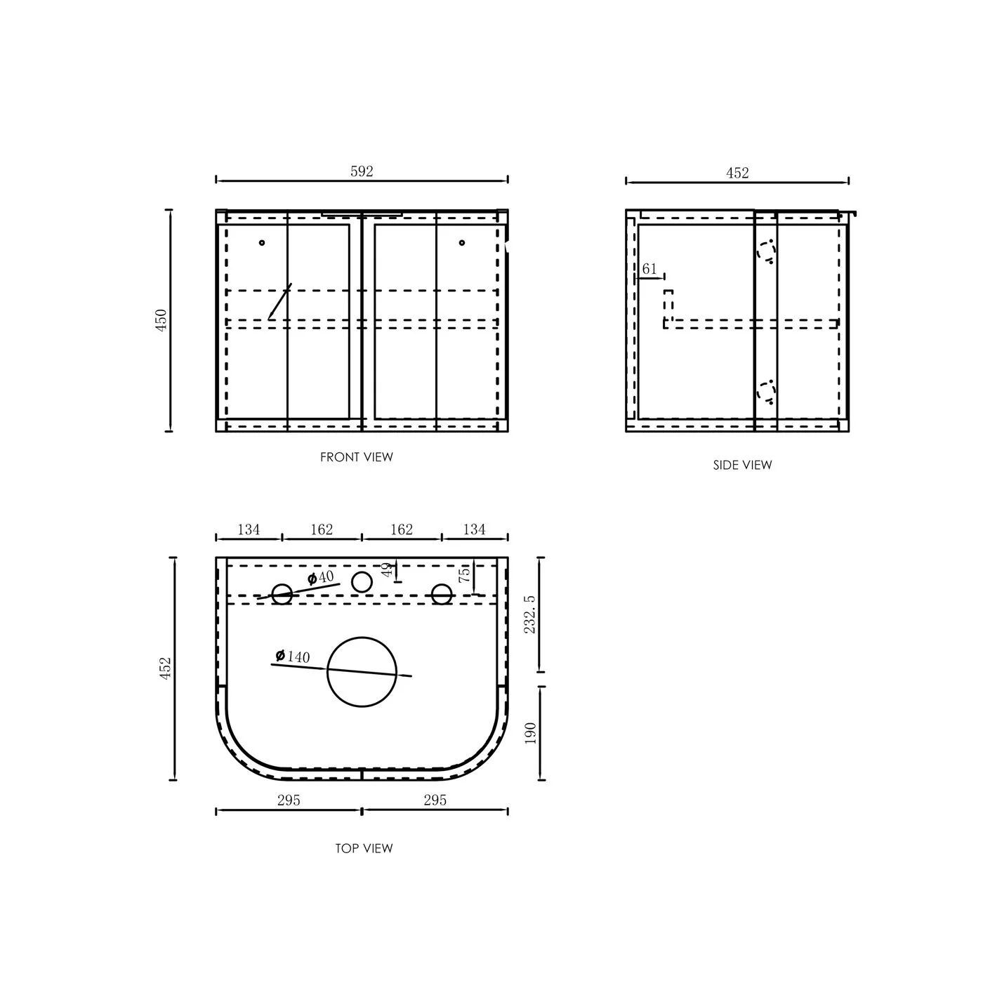 Hampshire 600mm Curved Matte White Wall Hung Vanity - Image 5