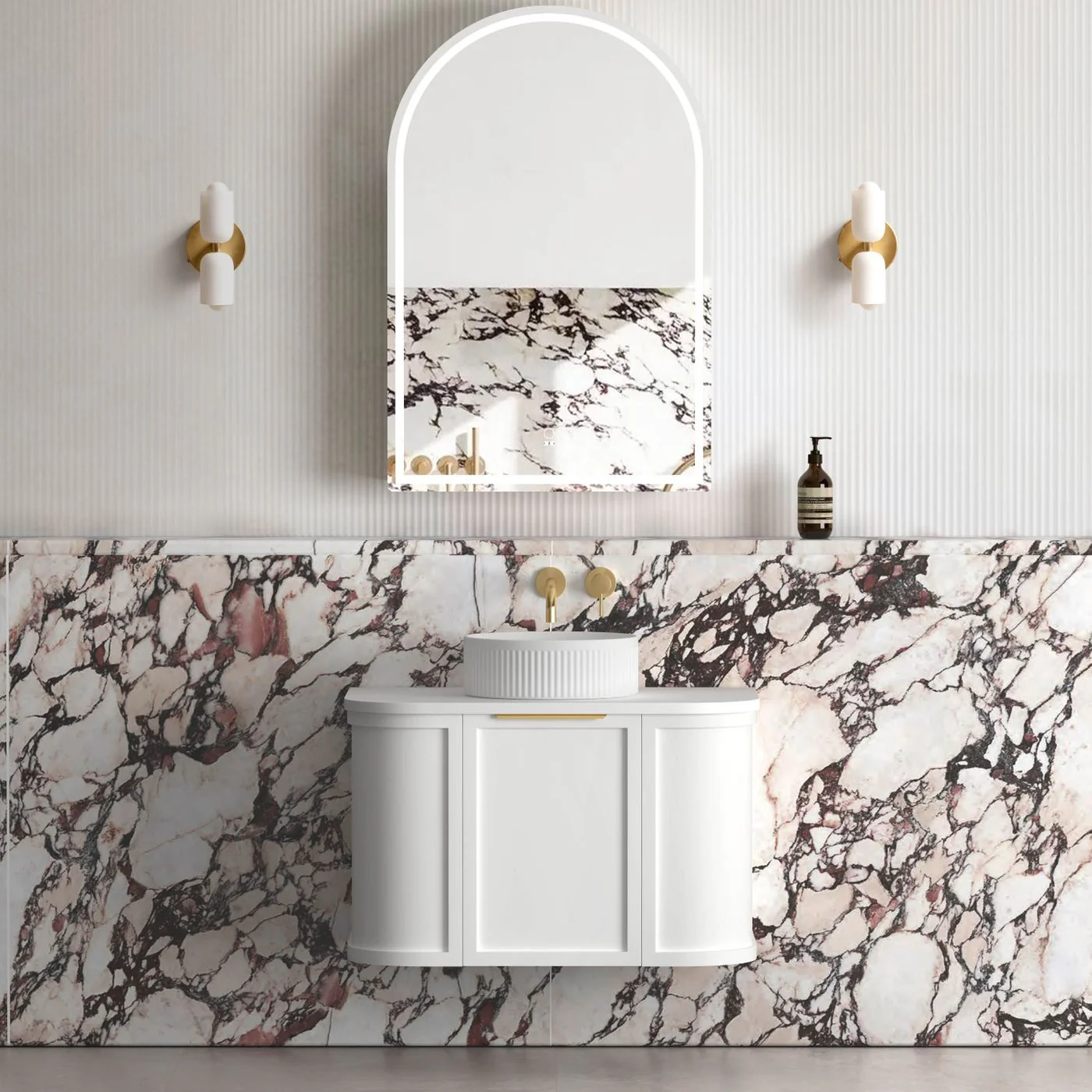Hampshire 750mm Curved Matte White Wall Hung Vanity