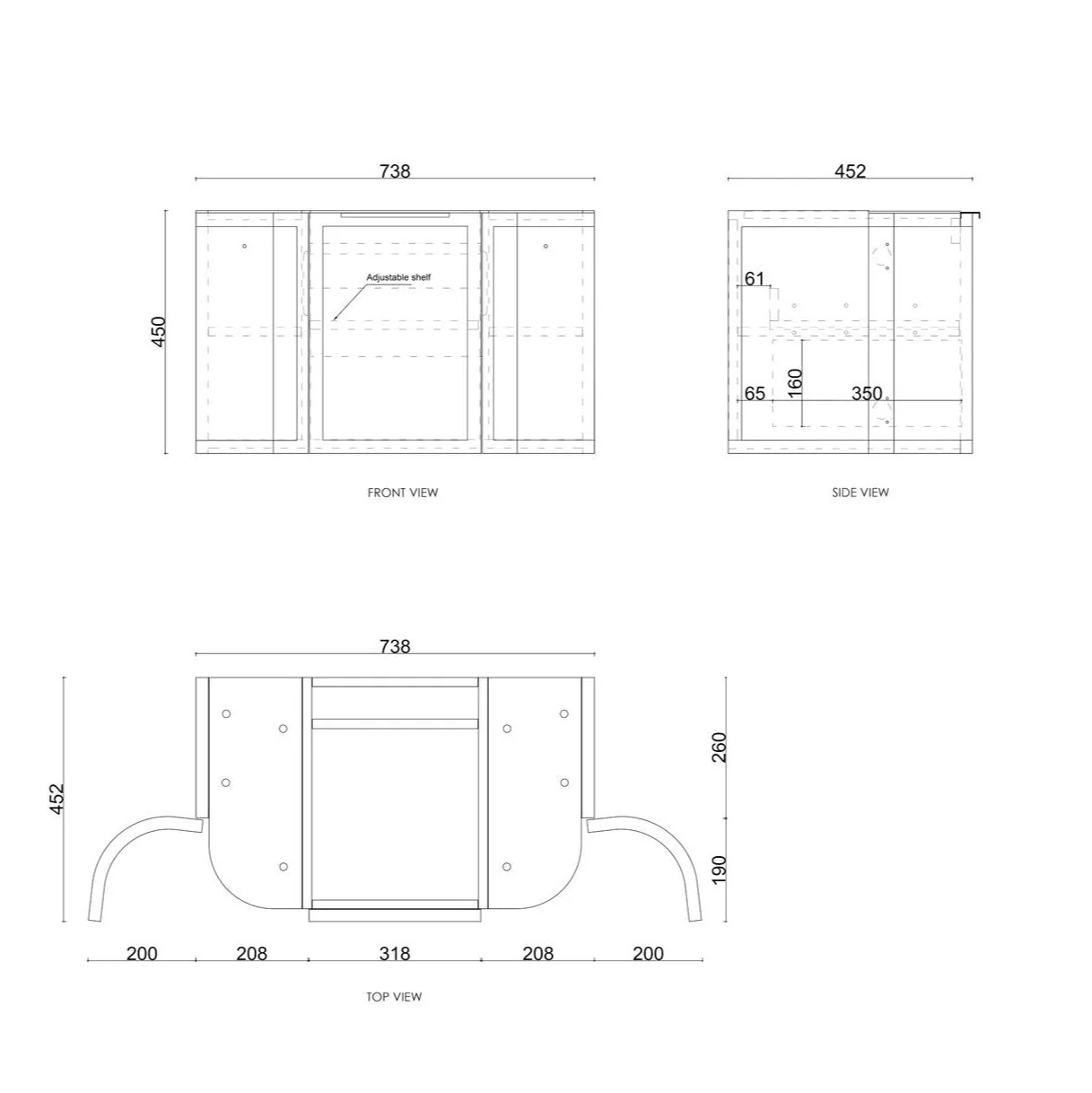 Hampshire 750mm Curved Matte White Wall Hung Vanity - Image 6