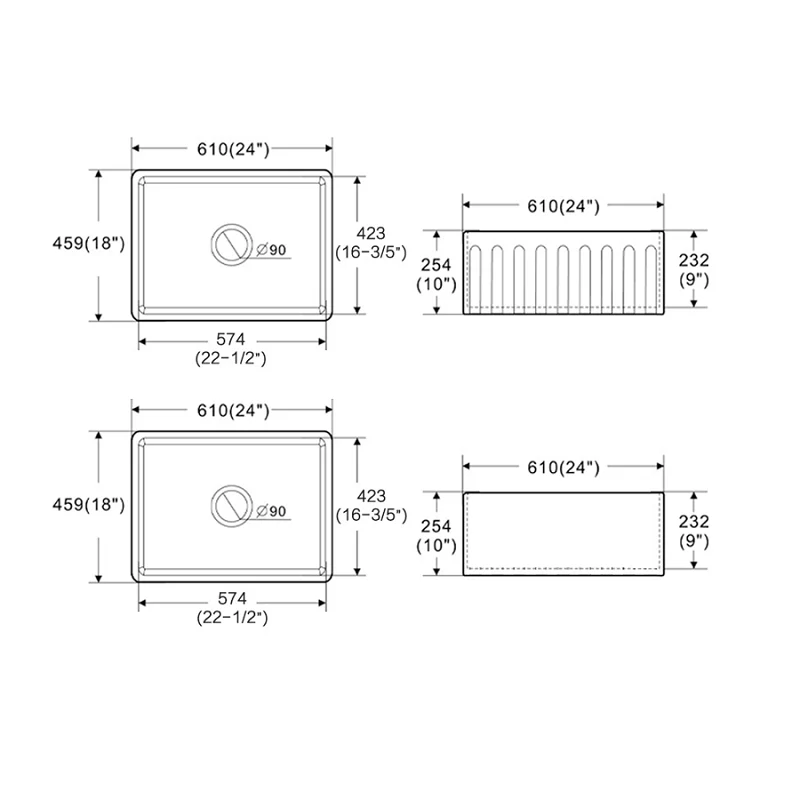 Harrington 610 Matte Black Butler Kitchen & Laundry Sink - Image 3