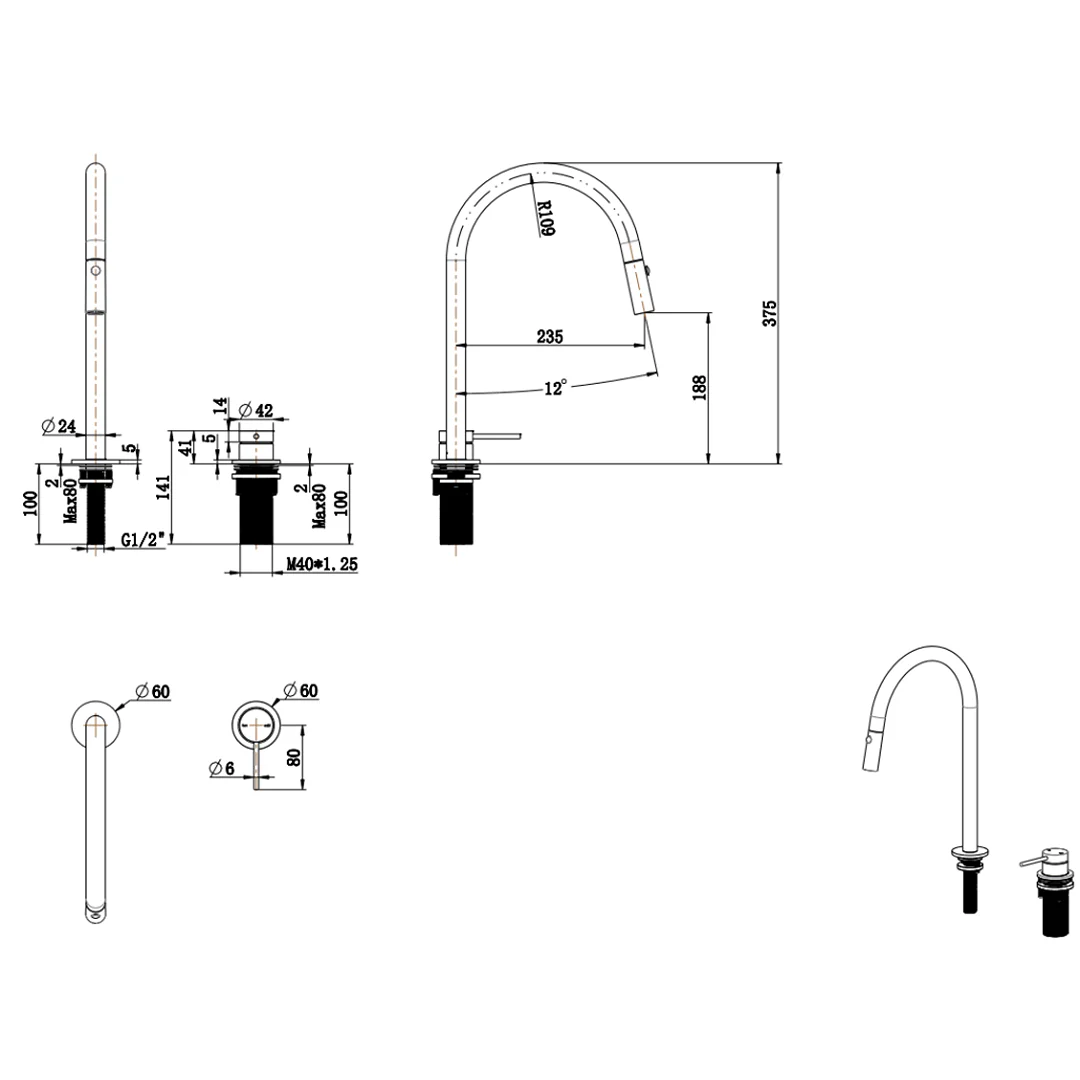 Mica Chrome Pull-Out Hob Mixer Set - Image 4
