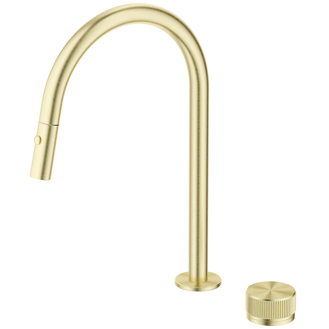 Mica French Gold Fluted Pull-Out Hob Mixer Set