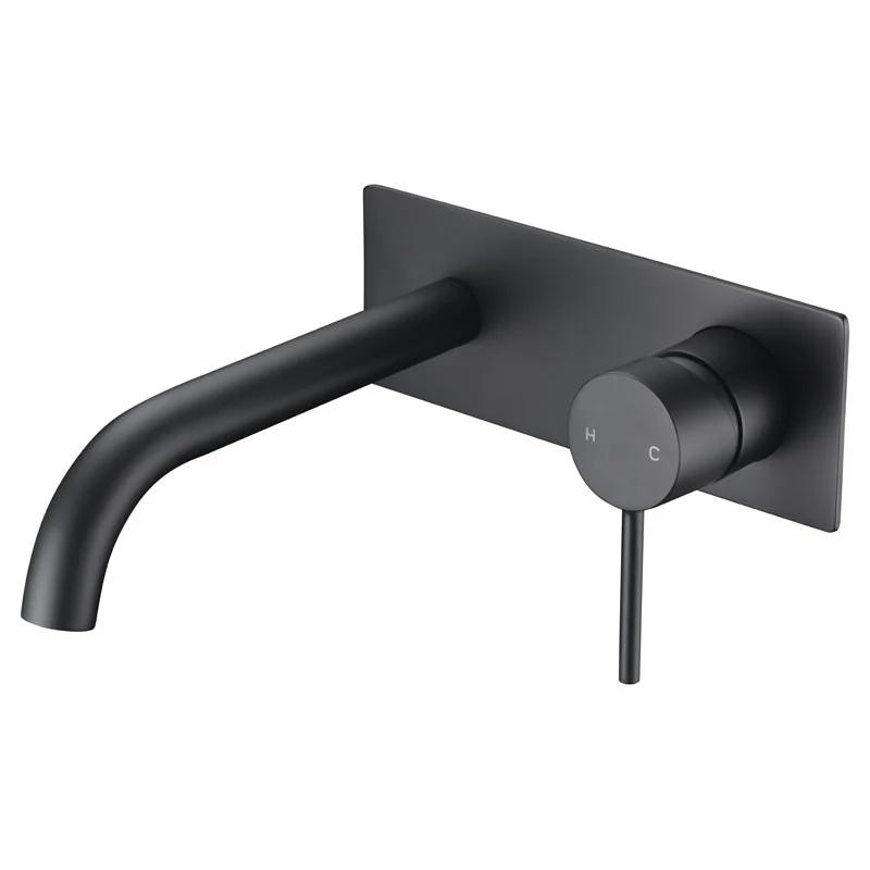 Ikon Hali Black Wall Basin Mixer/Bath Spout