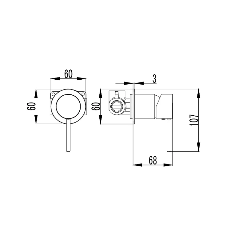 Ikon Hali Black Wall Mixer - 60mm Plate - Image 2