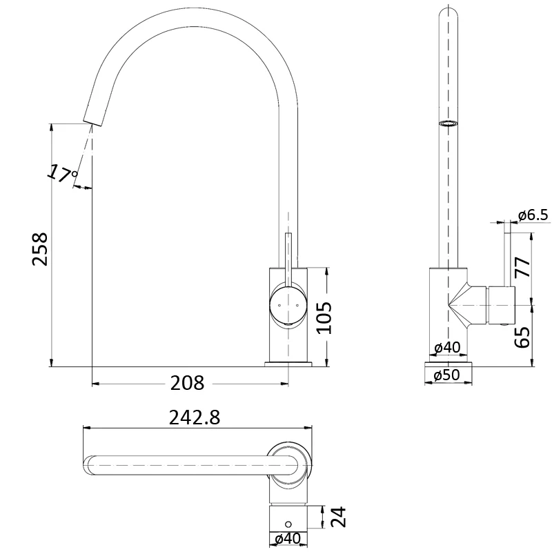 Ikon Hali Brushed Gold Kitchen Mixer - Image 2