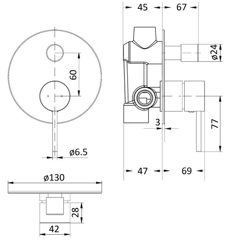 Ikon Hali Brushed Nickel Wall Diverter - Image 2