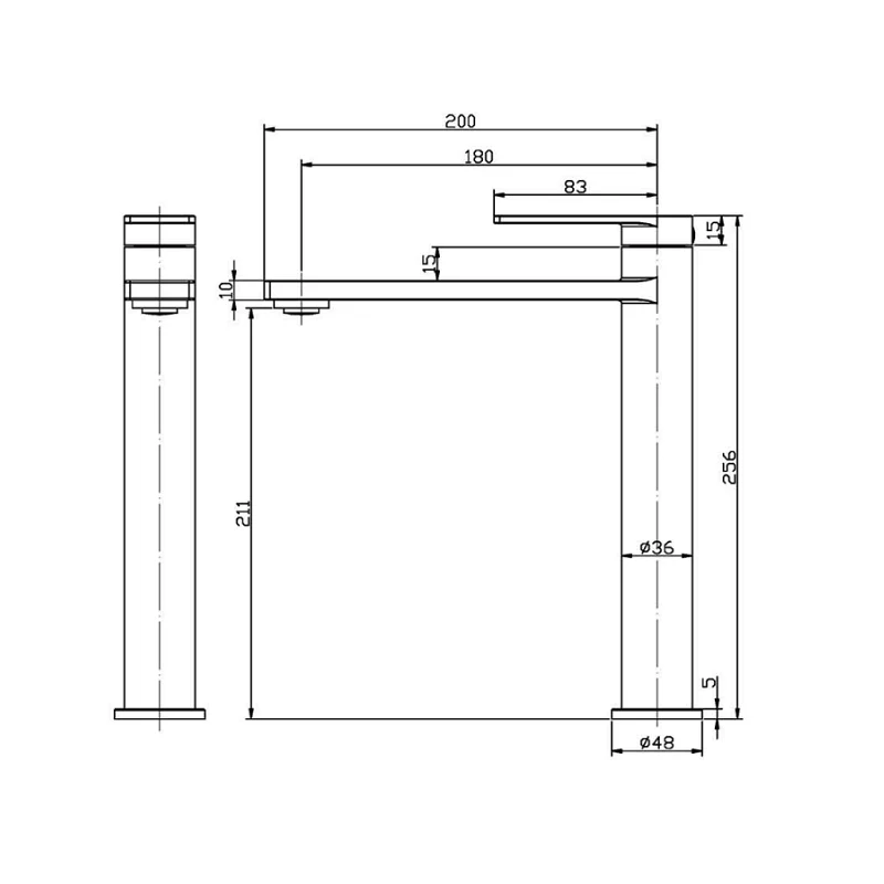 Ikon Ruki Brushed Nickel Tall Basin Mixer - Image 2