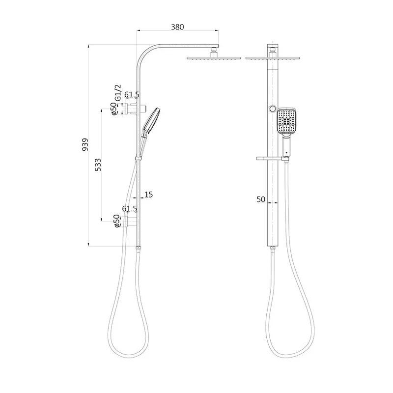 Ikon Sando Black Multifunction Shower Rail - Image 2
