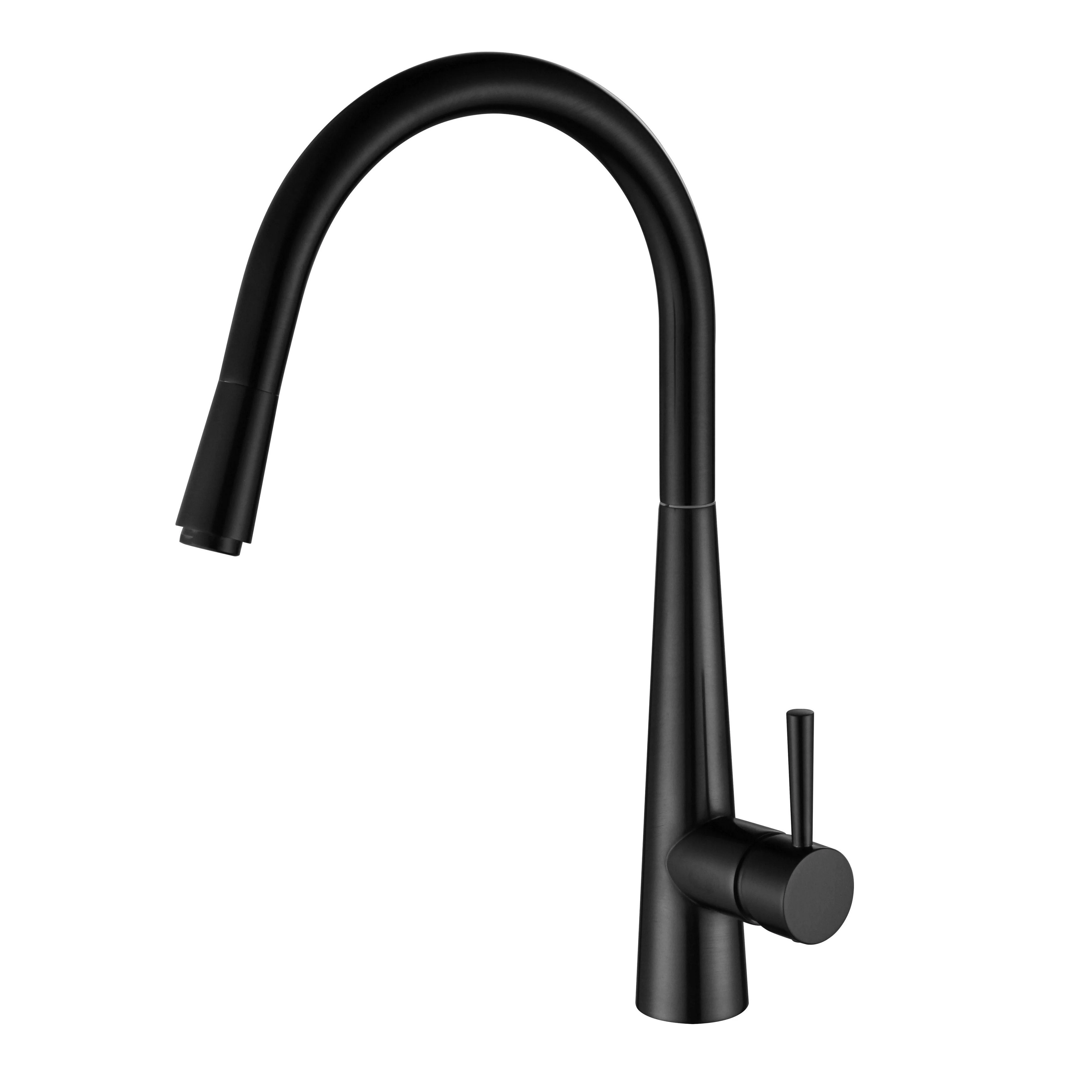 Kasper Black Round Pull-Out Kitchen Mixer