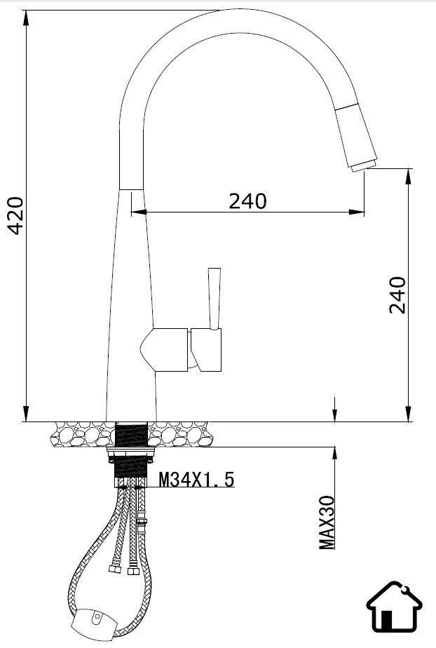 Kasper Chrome Pull Out Kitchen Mixer - Image 2
