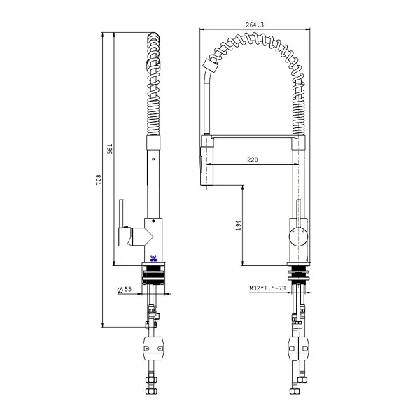 Kasper Chrome Spring Kitchen Mixer - Image 2