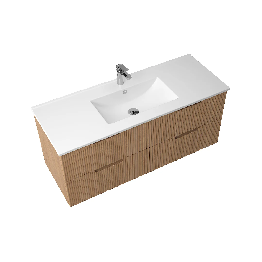 Kelsa 1200 Fluted Desert Oak Wall Hung Vanity - Image 3
