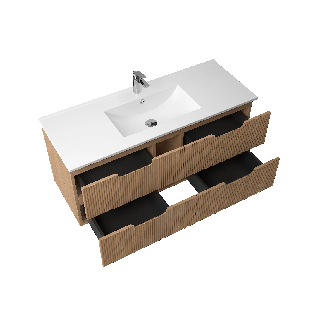 Kelsa 1200 Fluted Desert Oak Wall Hung Vanity - Image 5