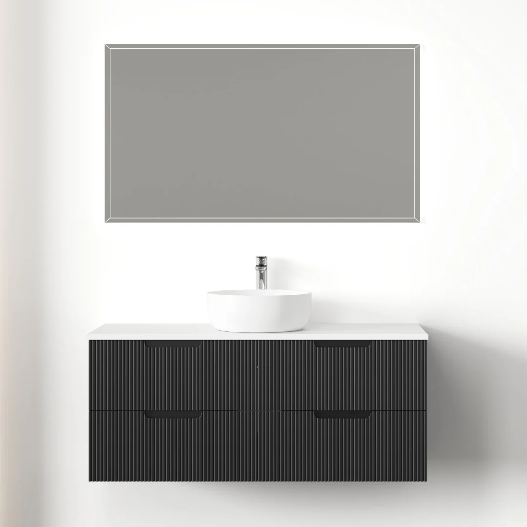 Kelsa 1200 Fluted Matte Black Wall Hung Vanity