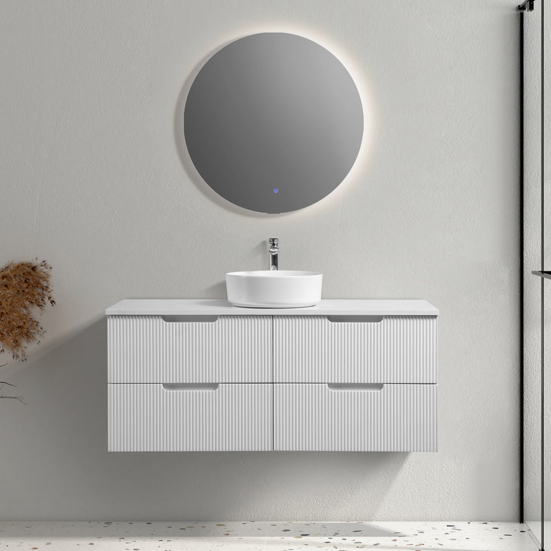 Kelsa 1200 Fluted Matte White Wall Hung Vanity - Image 2