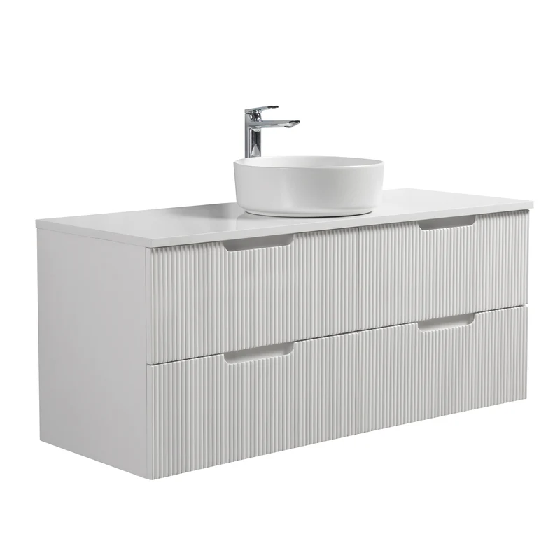 Kelsa 1200 Fluted Matte White Wall Hung Vanity - Image 4