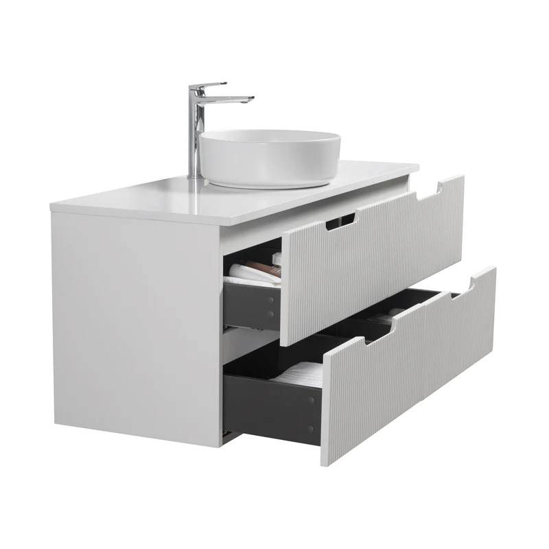 Kelsa 1200 Fluted Matte White Wall Hung Vanity - Image 5