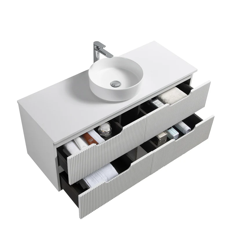 Kelsa 1200 Fluted Matte White Wall Hung Vanity - Image 6