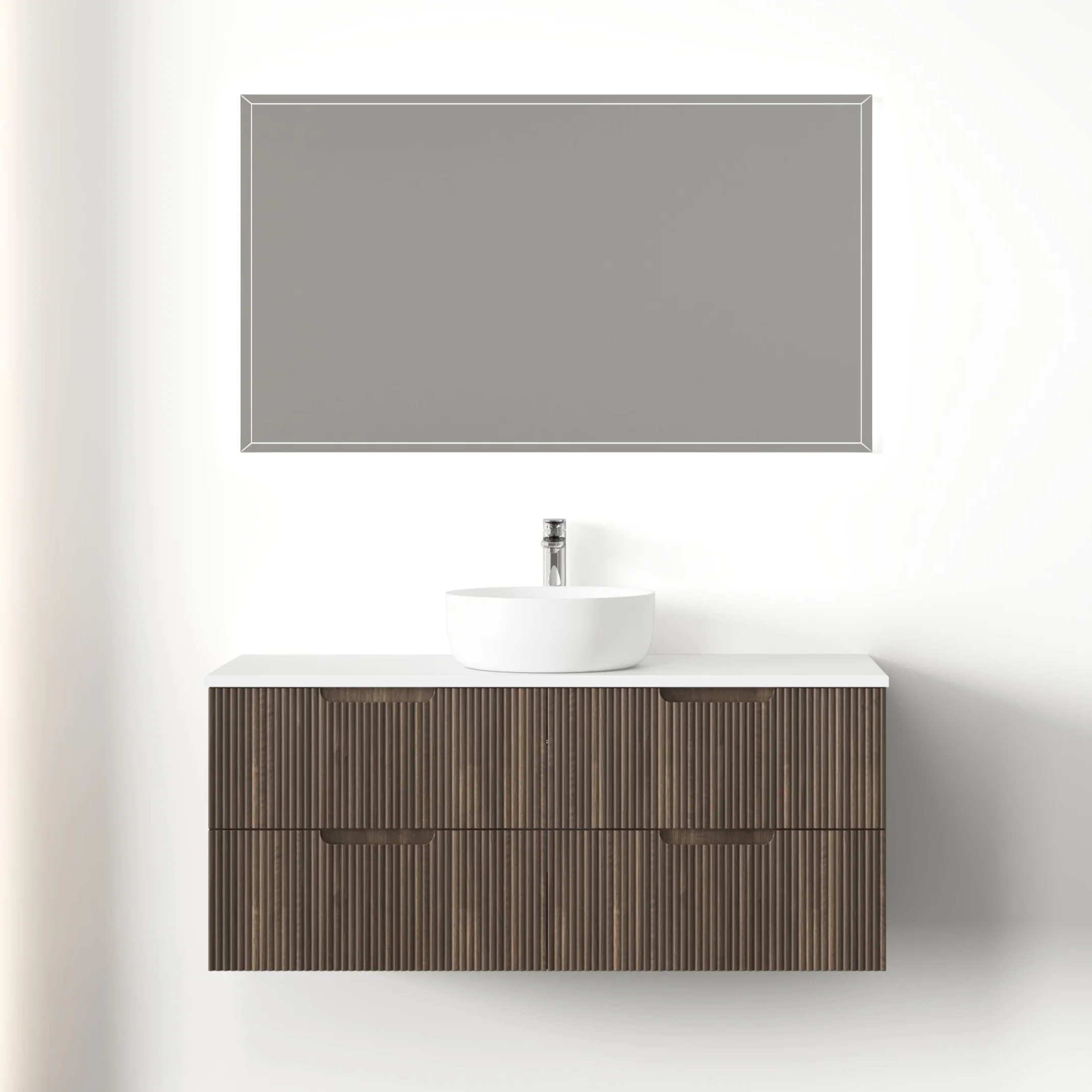 Kelsa 1200 Fluted Walnut Wall Hung Vanity