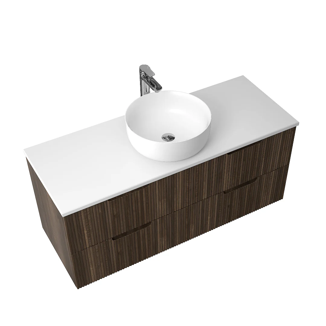 Kelsa 1200 Fluted Walnut Wall Hung Vanity - Image 4