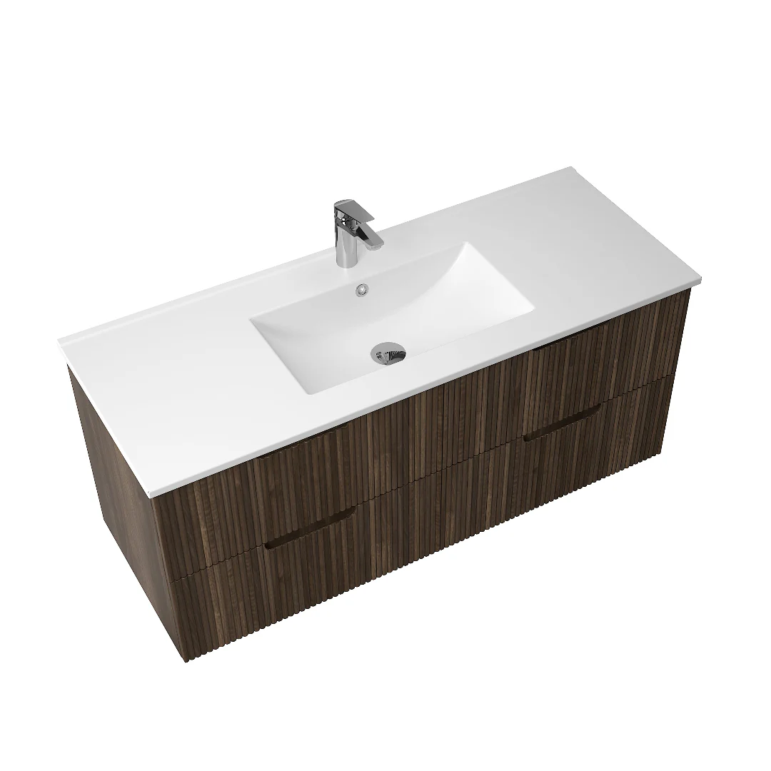 Kelsa 1200 Fluted Walnut Wall Hung Vanity - Image 5