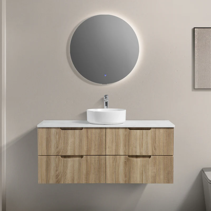 Kelsa 1200 Fluted White Oak Wall Hung Vanity