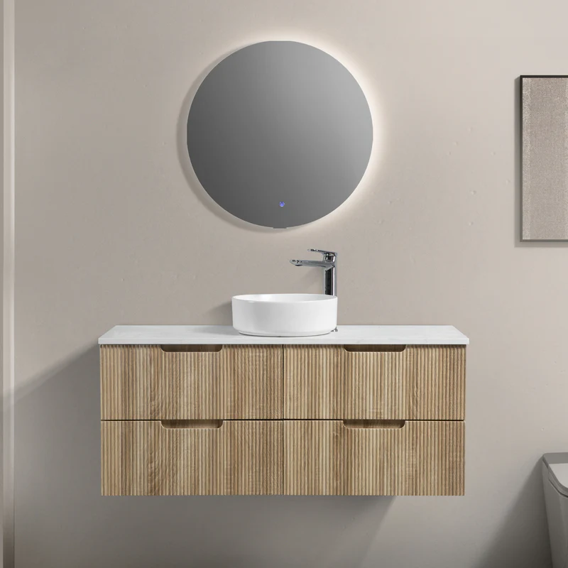 Kelsa 1200 Fluted White Oak Wall Hung Vanity - Image 2