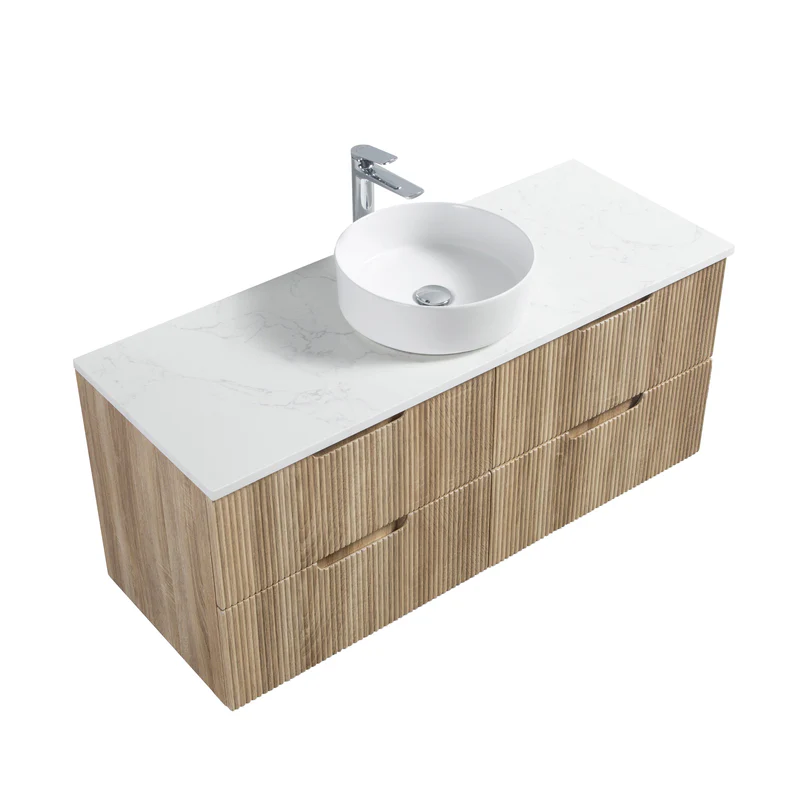 Kelsa 1200 Fluted White Oak Wall Hung Vanity - Image 4