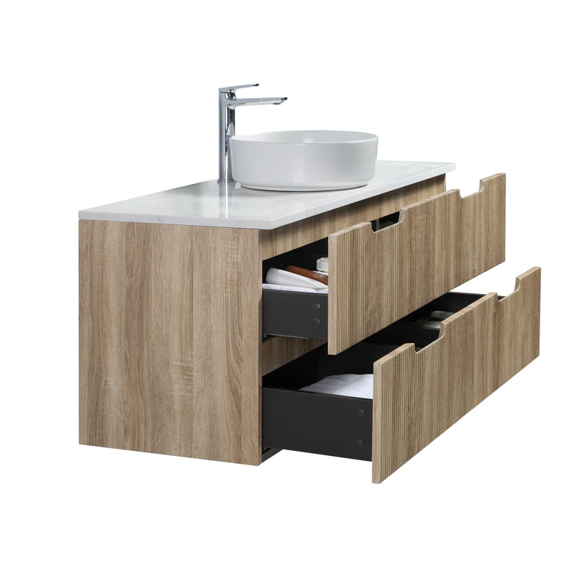 Kelsa 1200 Fluted White Oak Wall Hung Vanity - Image 5