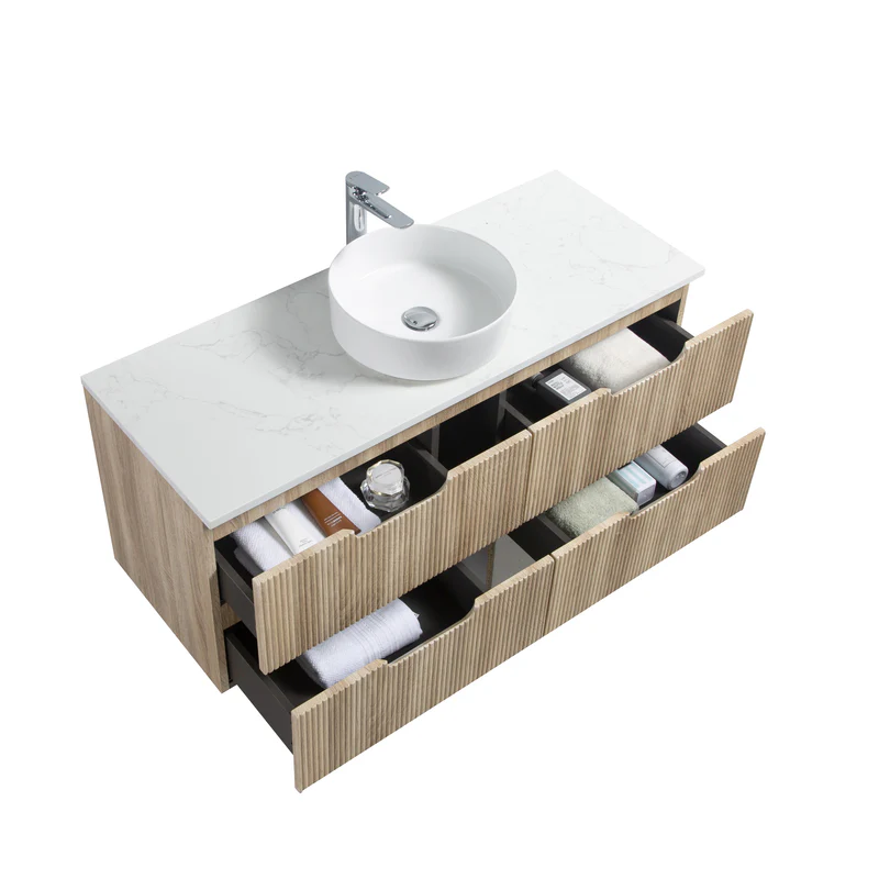 Kelsa 1200 Fluted White Oak Wall Hung Vanity - Image 6